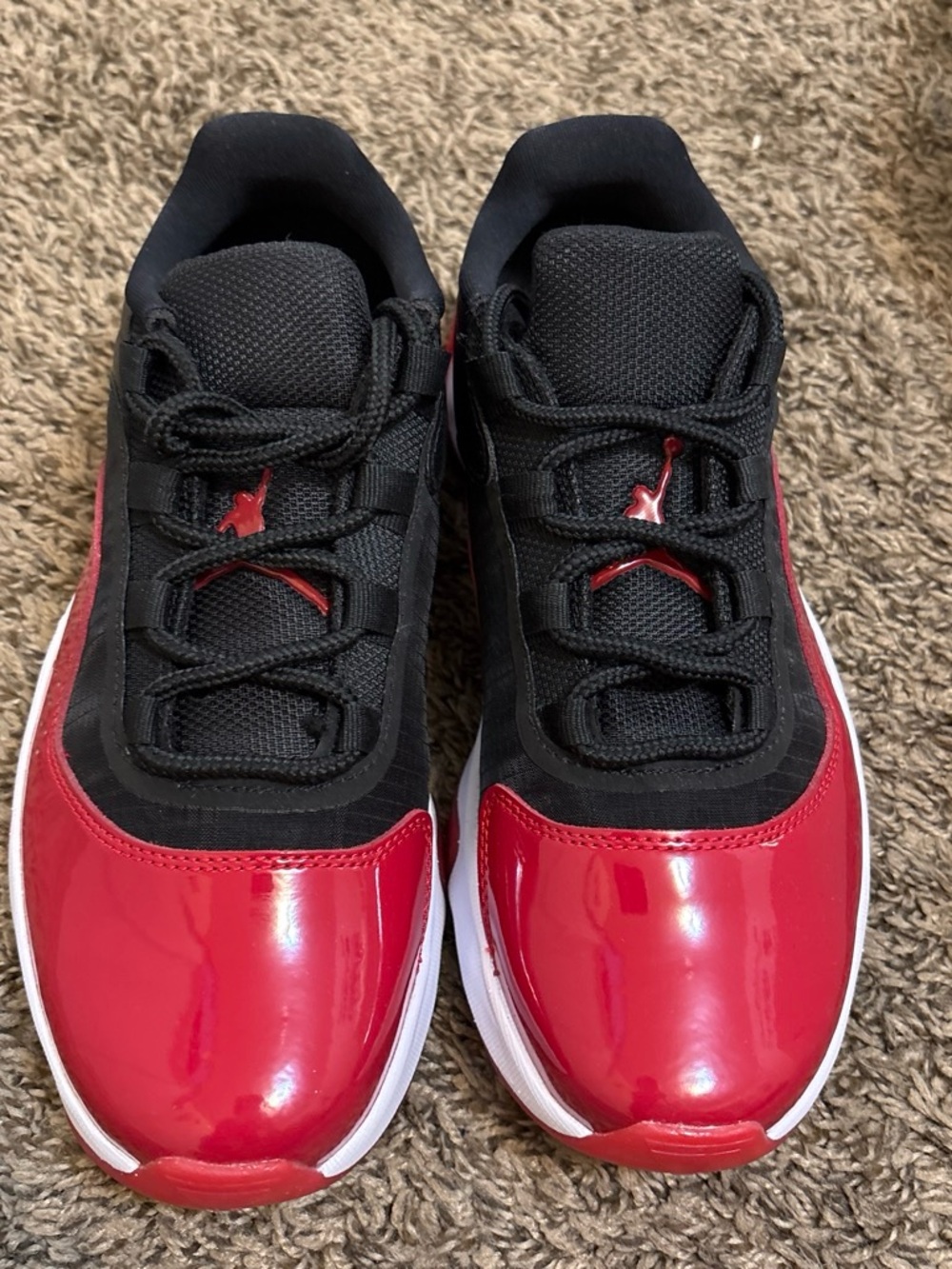 Jordan Youth Black and Red Low Top Athletic Sneakers